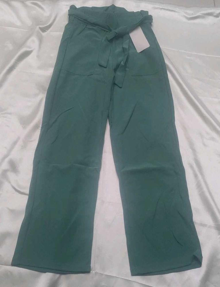 Green High-Waisted Wide Leg Pants