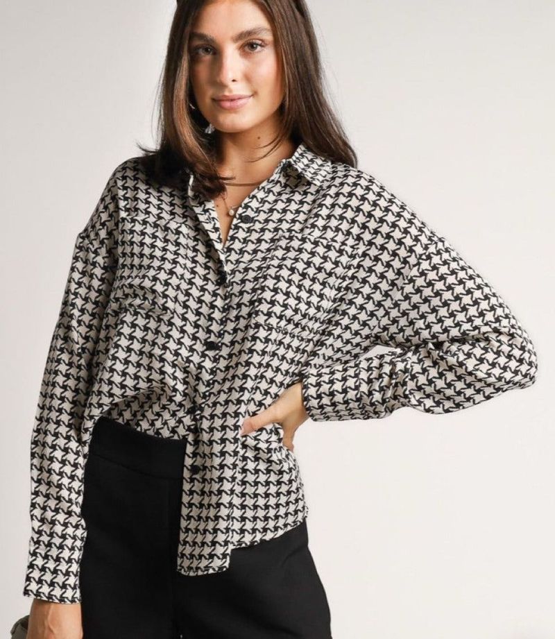Houndstooth Print Top