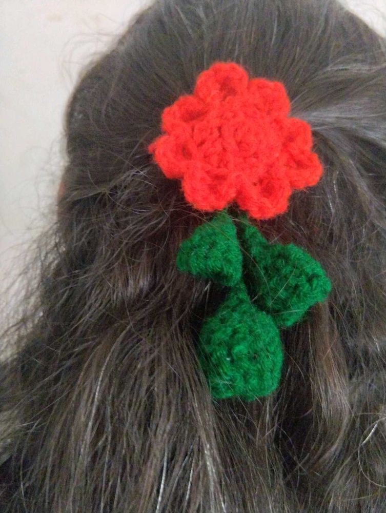 Handmade Crochet Flower Hair Clip