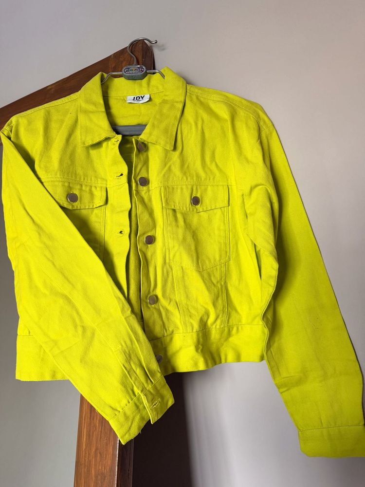 Vibrant Yellow Cropped Denim Jacket