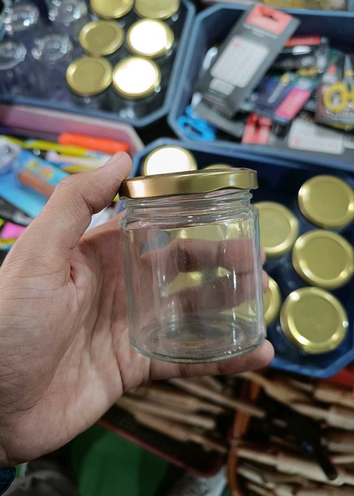 1 piece Glass Jar with Golden Lid