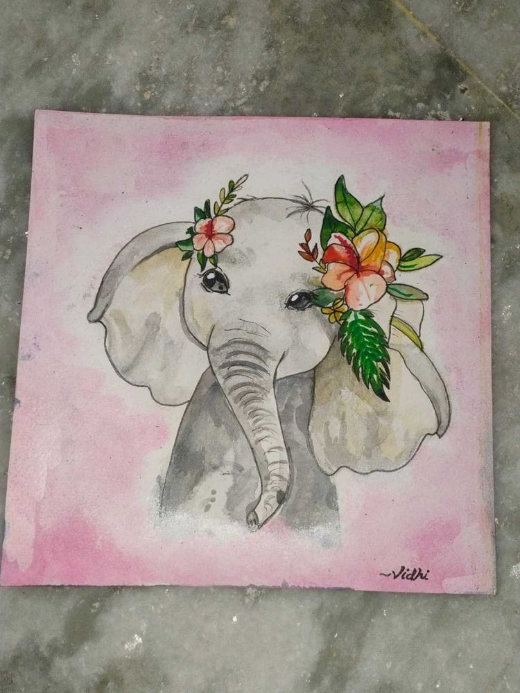 A beautiful and cute elephant painting