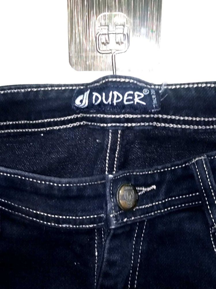 Dark Wash Jeans with White Stitching