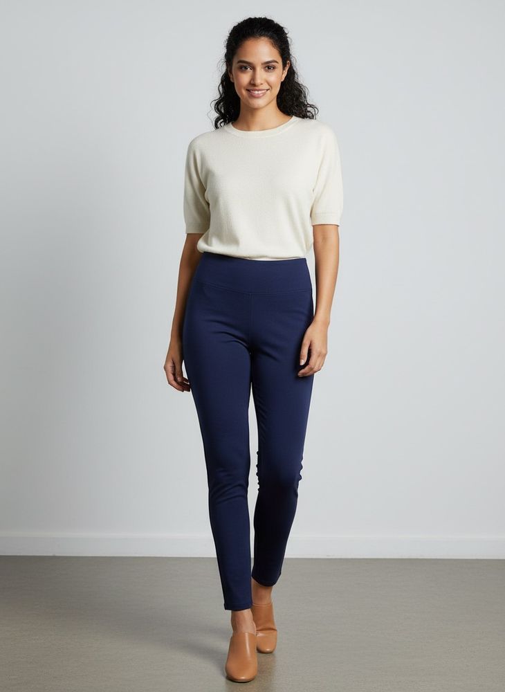 Cantabil Navy Blue Button Detail Pants