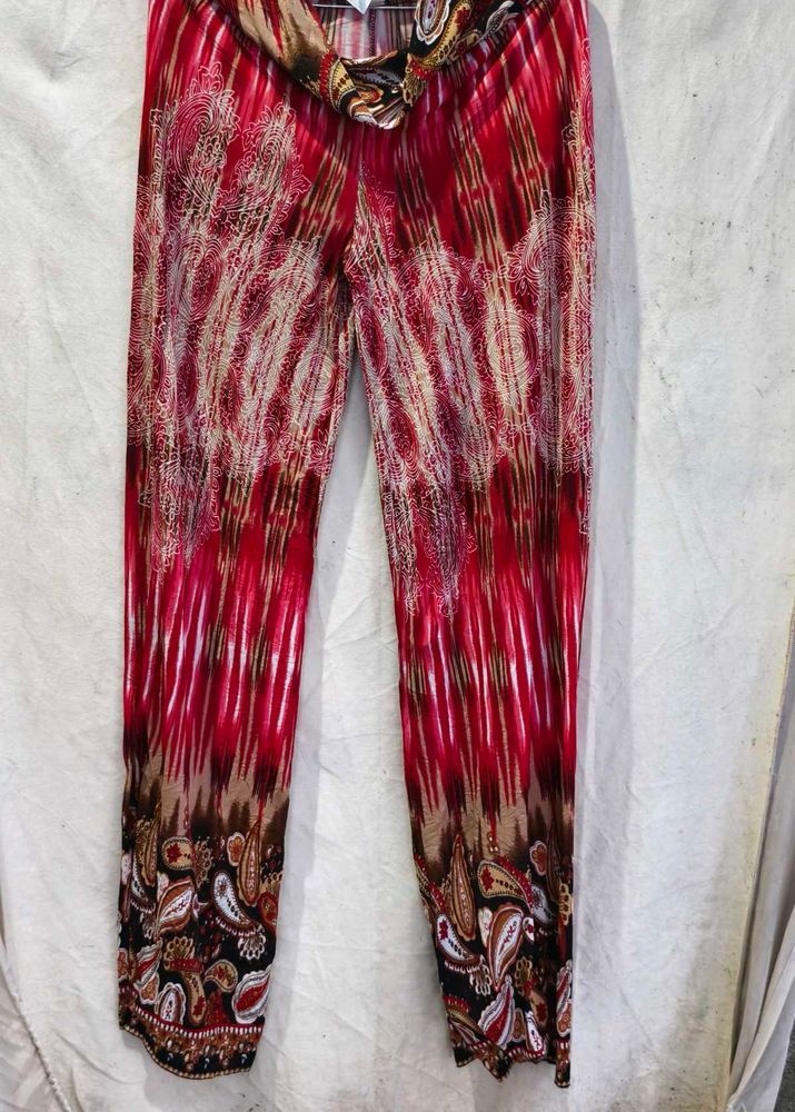 3329. Vibrant Paisley Print Palazzo Pants
