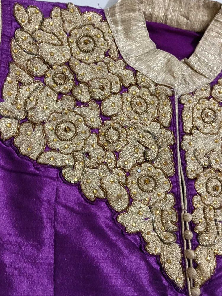 Beautifully Embroidered Purple Kurta Set