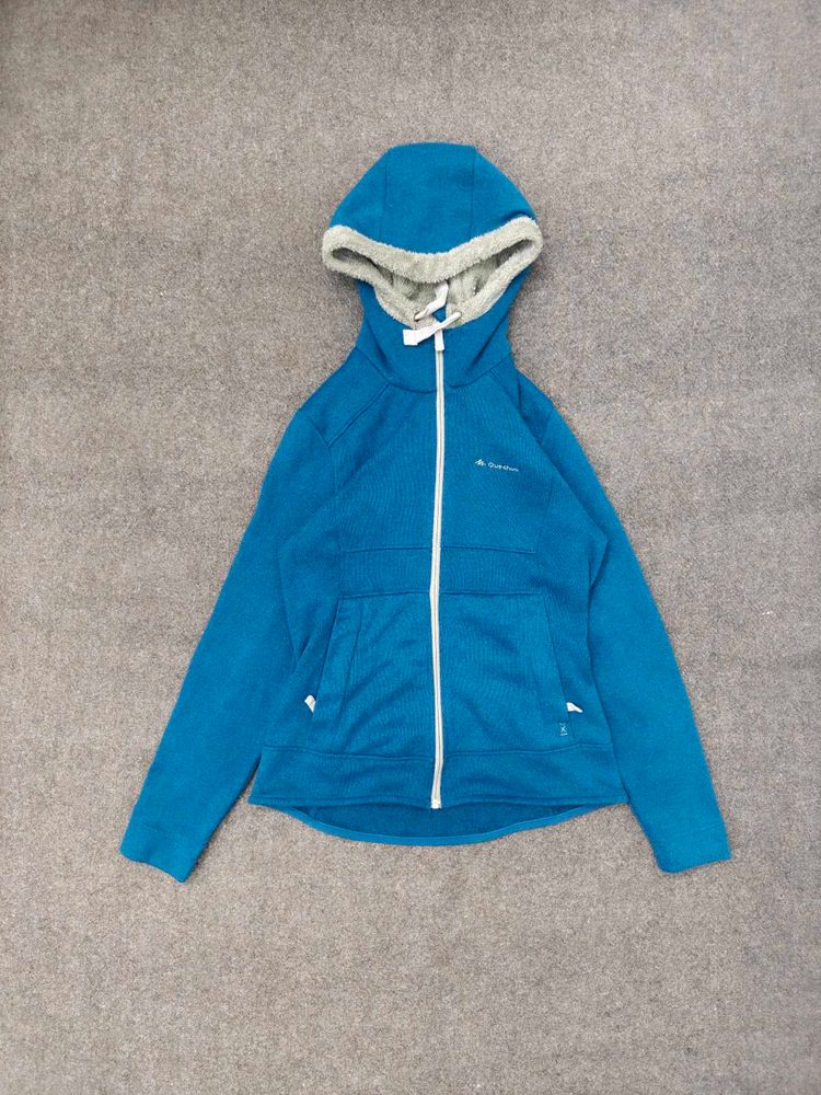 Quechua Blue Hooded Fleece Jacket