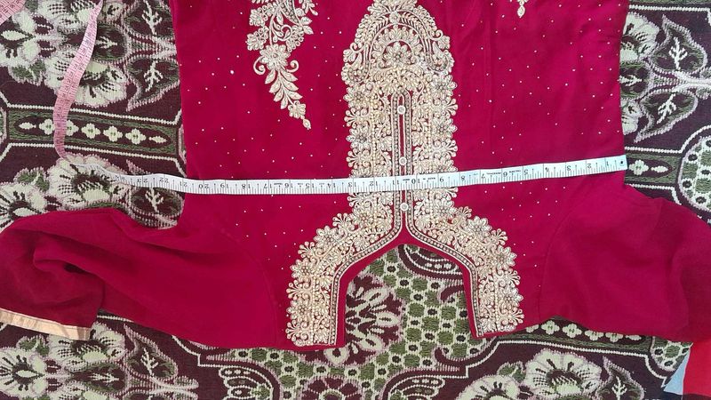 Red &amp; Gold Embroidered Indian Dress(Combo 2