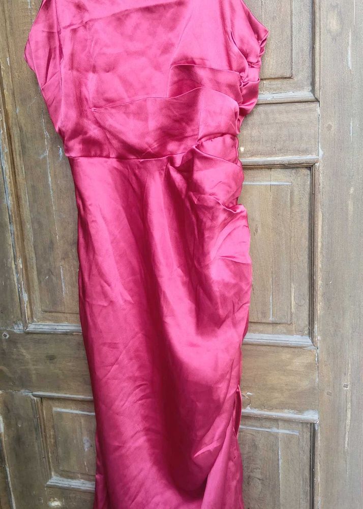 Elegant Ruched Satin Dress