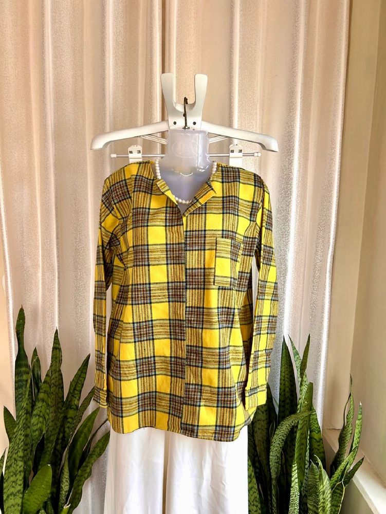 Korean woollen Yellow checkered Shirt