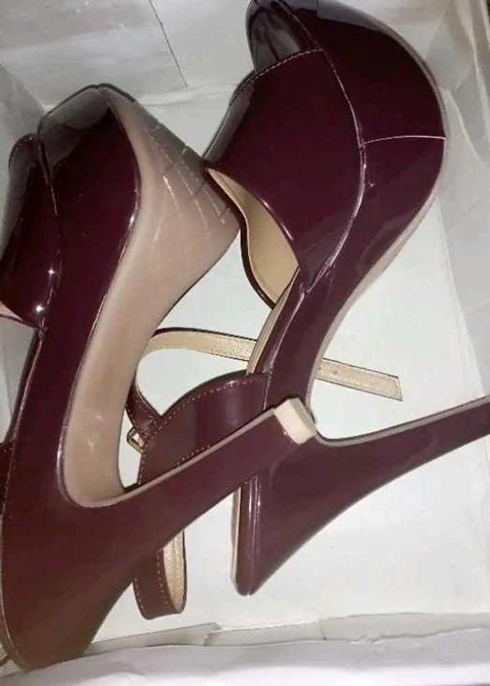 Maroon Patent Platform Heels