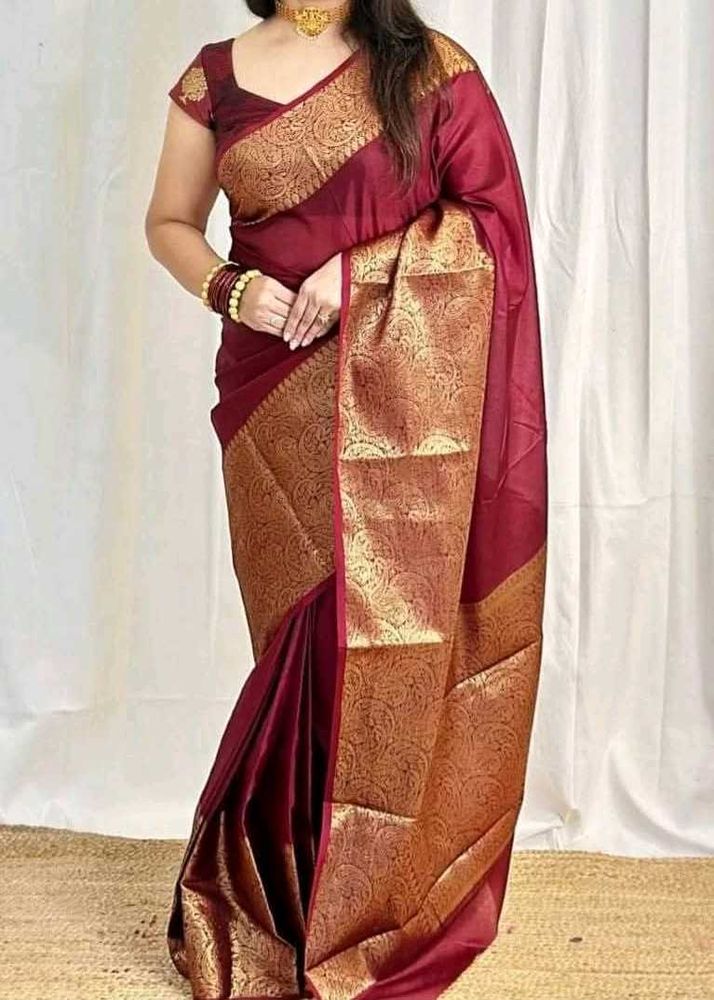 Elegant Maroon &amp; Gold Kanjeevaram Saree