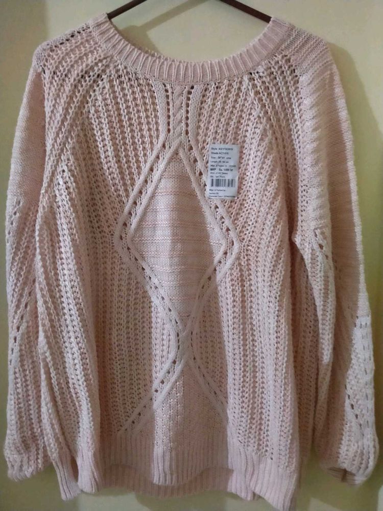 Peach Knit Pullover Sweater
