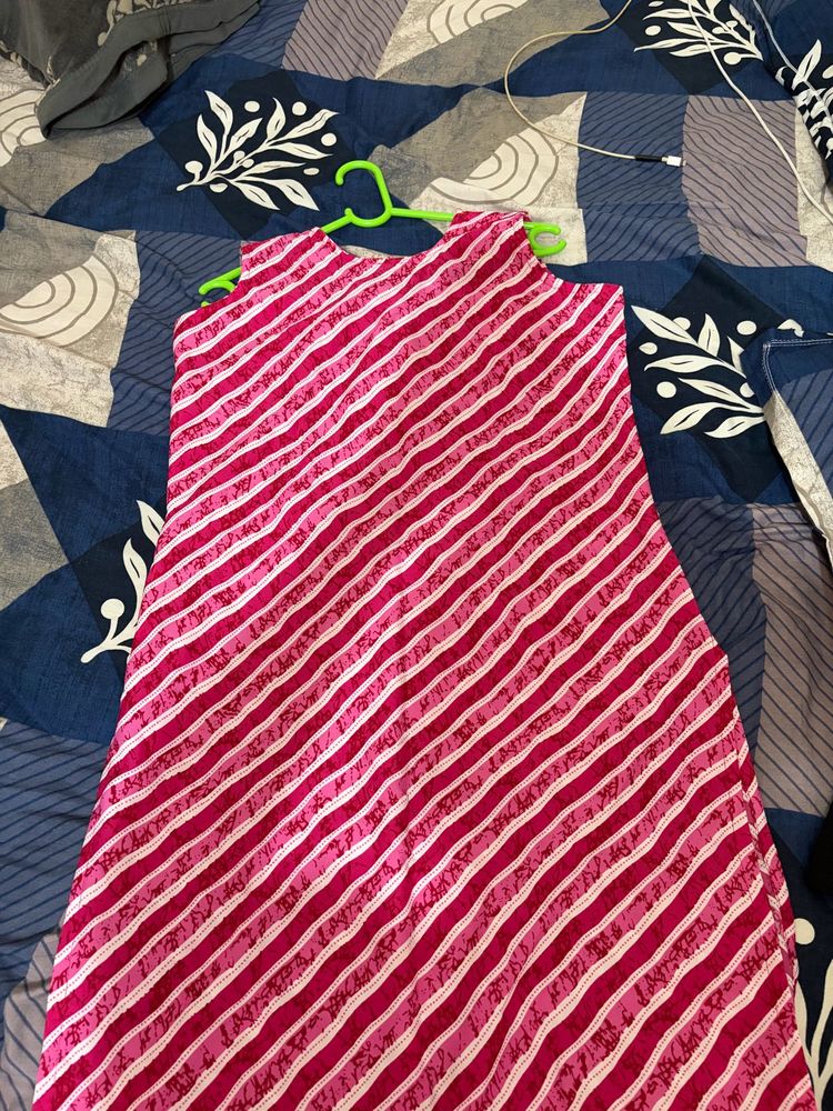 Pink &amp; White Striped Kurta
