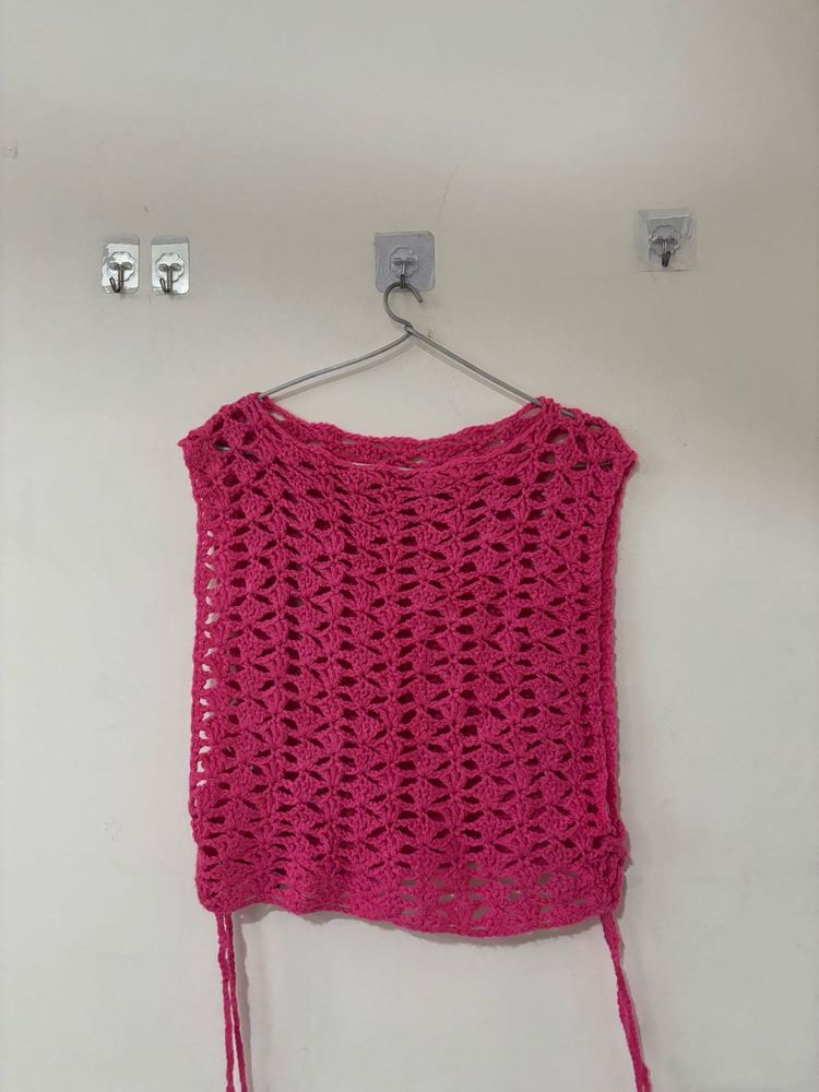 Crocheted Pink Sleeveless Top