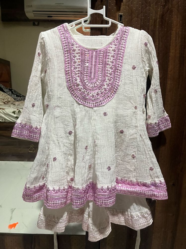 kids Garara Set with Pink Embroidery