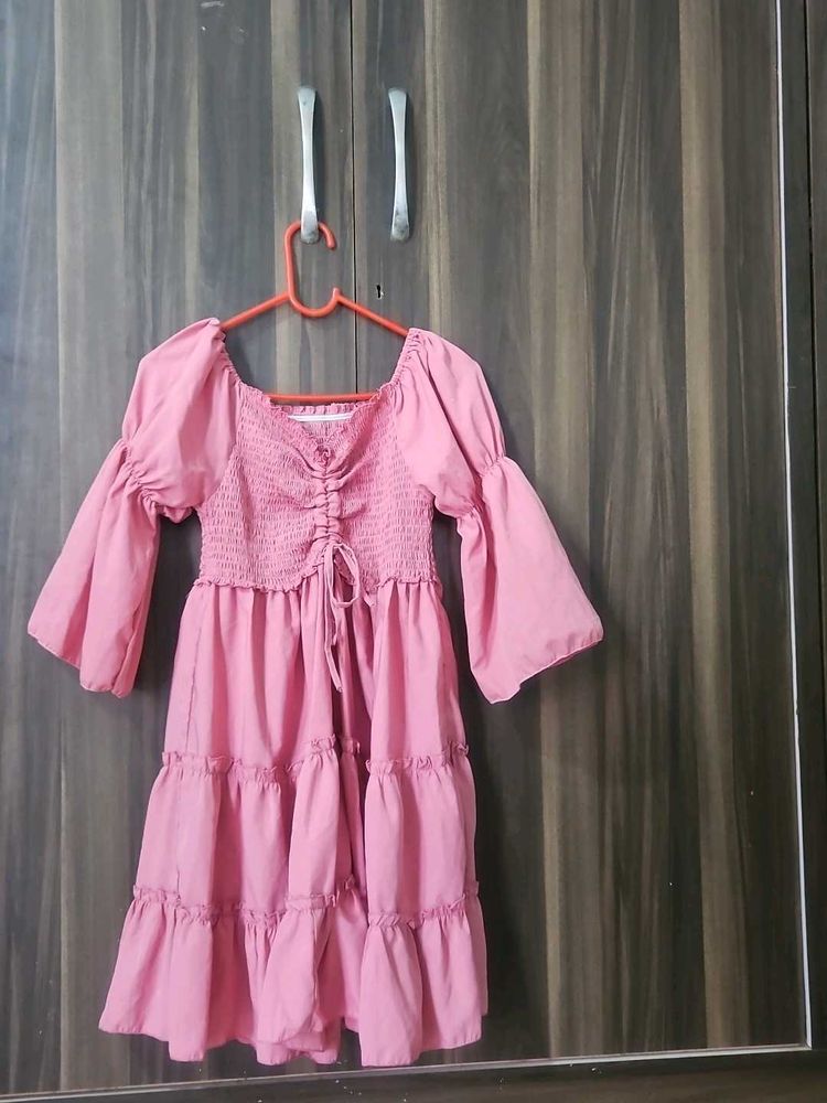 Pink Tiered Smocked Dress