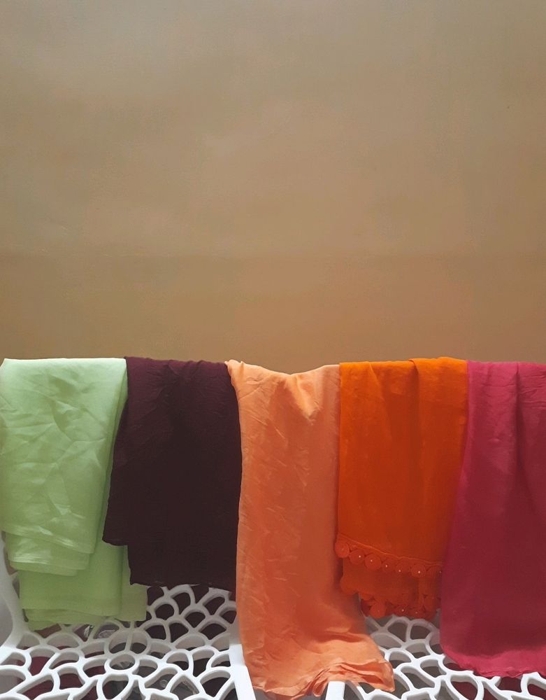 Set OF 5 Chiffon And Georgette Dupattas