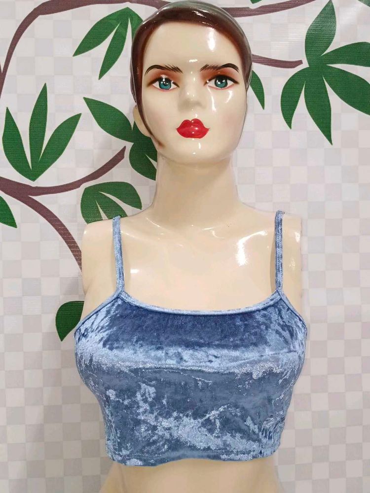 (1200)Blue Velvet Cami Top
