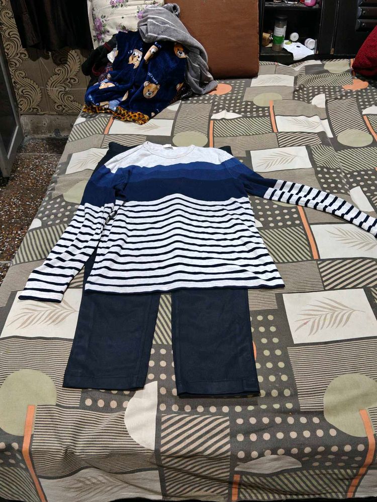Striped winter top and trouser set