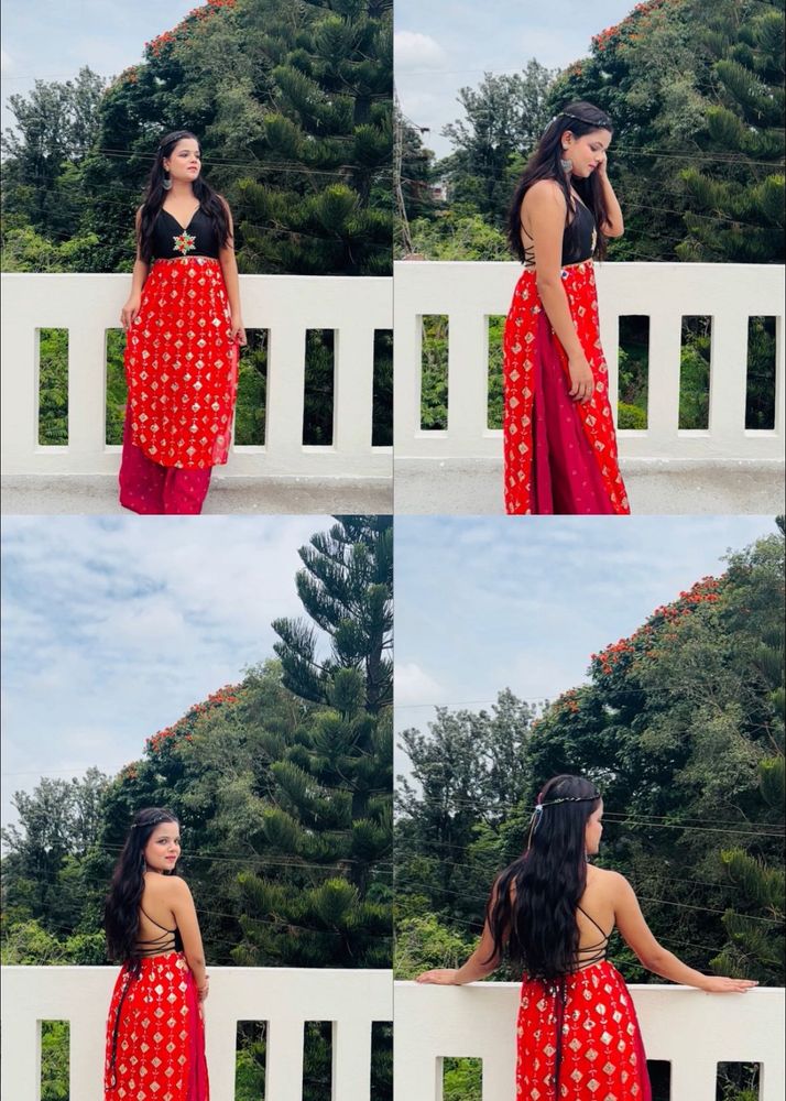 Stylish Red &amp; Black Ethnic Gown