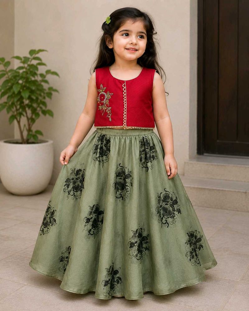 Beautiful Red &amp; Green Lehenga Choli Set
