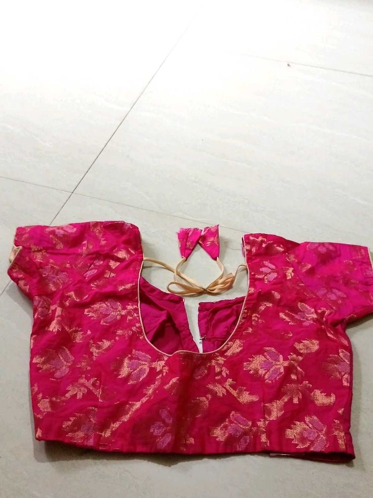 Elegant Pink Brocade Blouse