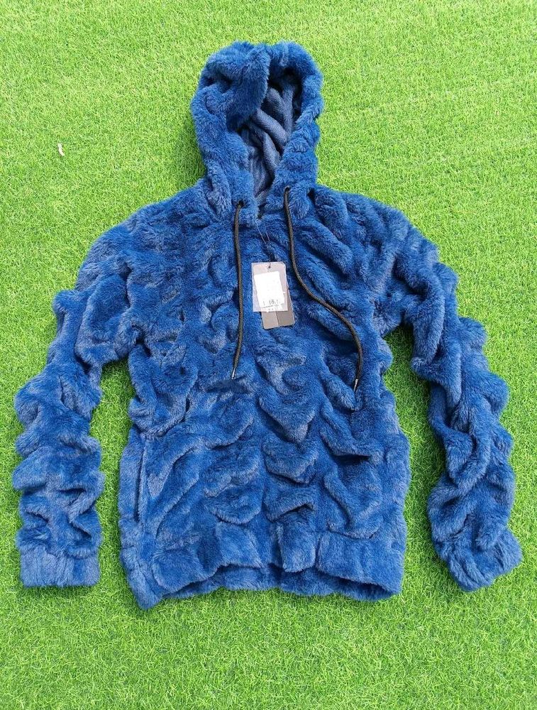 Free delivery on Mrp Cozy Blue Faux Fur Hoodie
