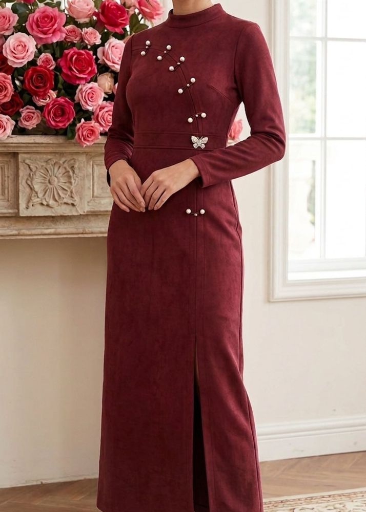 Elegant wine Party wear Gown