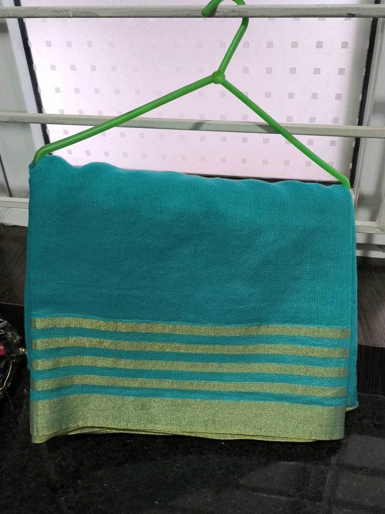 Teal &amp; Gold Saree