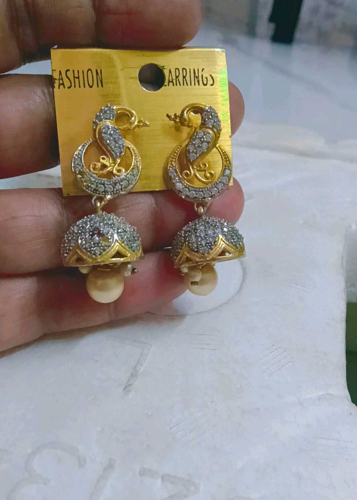 Peacock Design Jhumka Earrings