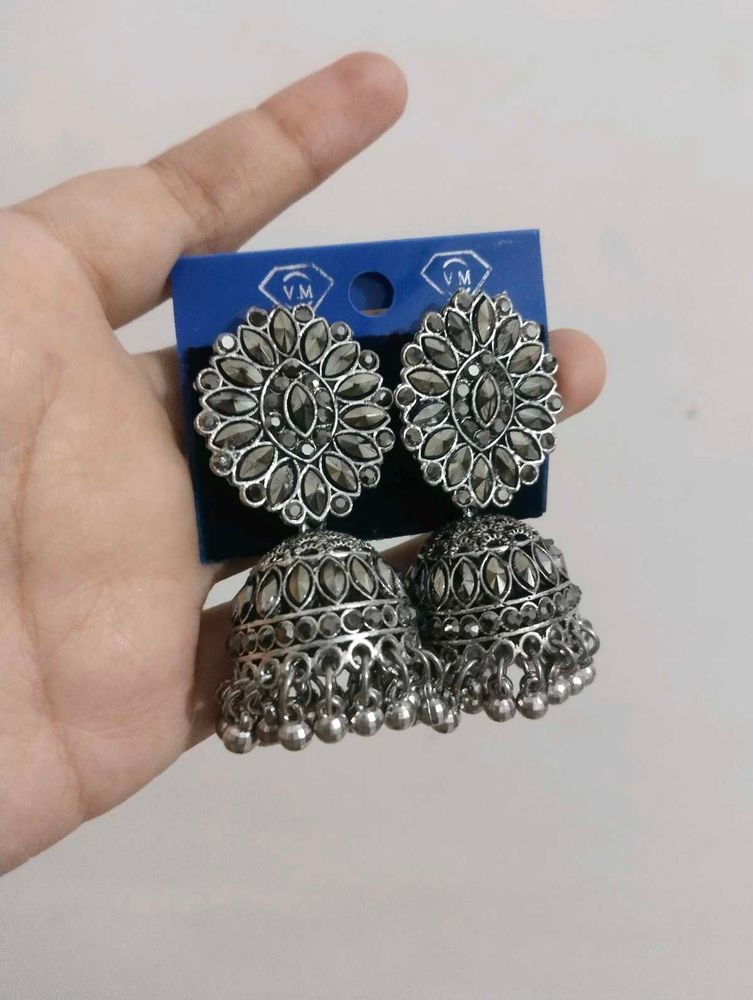 Exquisite Oxidized Jhumka Earrings