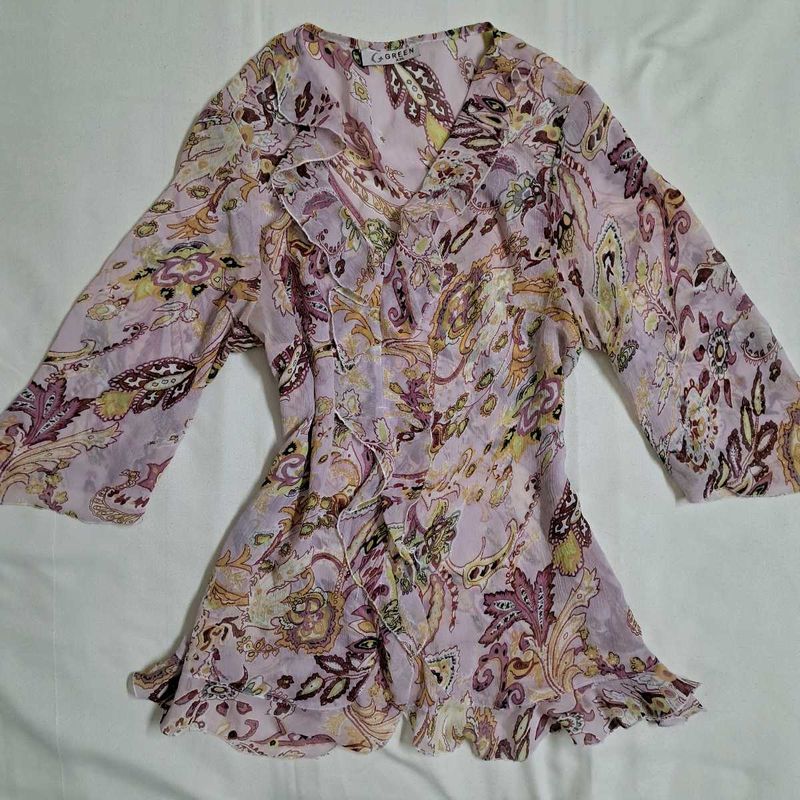 Y2k Vintage Forest Fairy Desi Chatpata Sheer Top