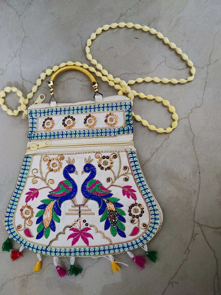 Peacock Pot Shaped Slingbag Handmade