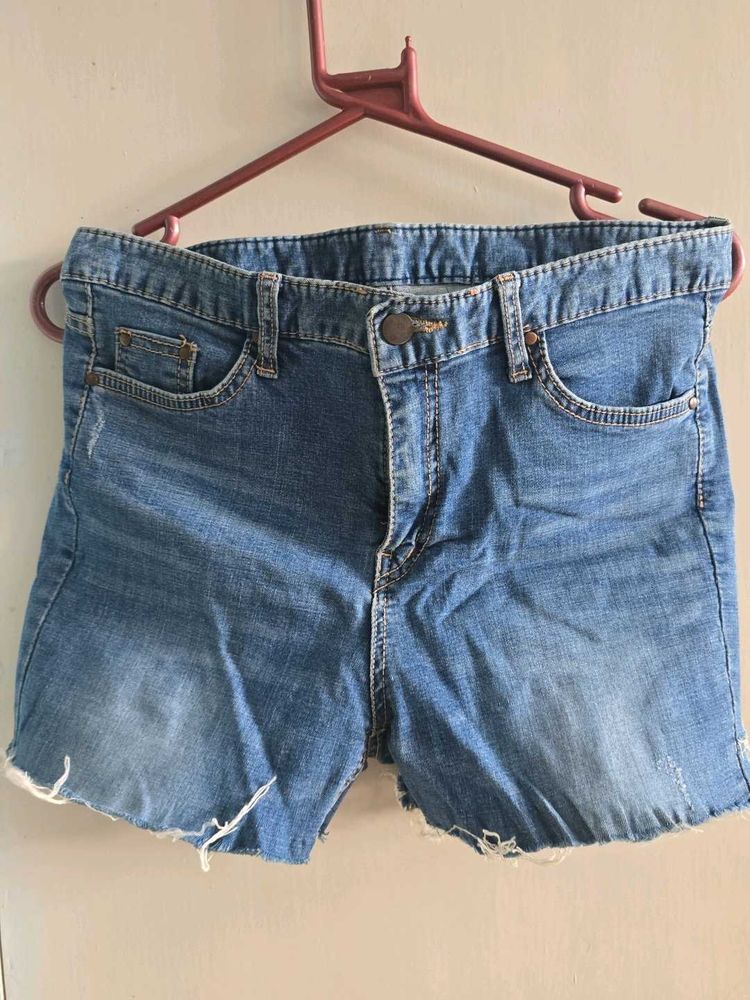 Blue Denim Cut-off Shorts