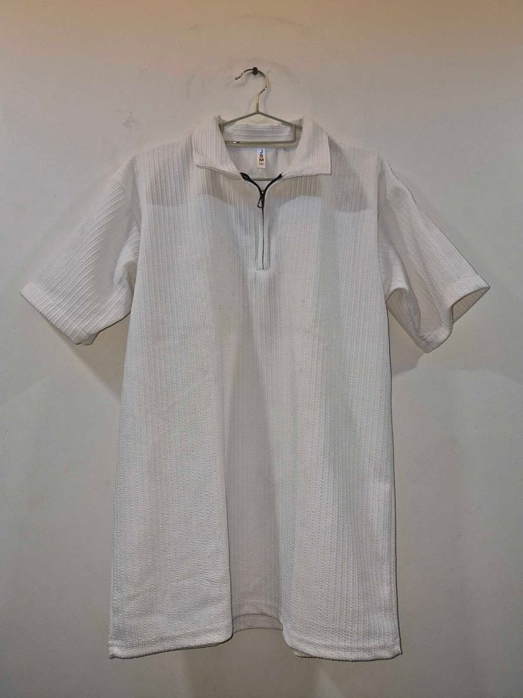 White Textured mens shirt
