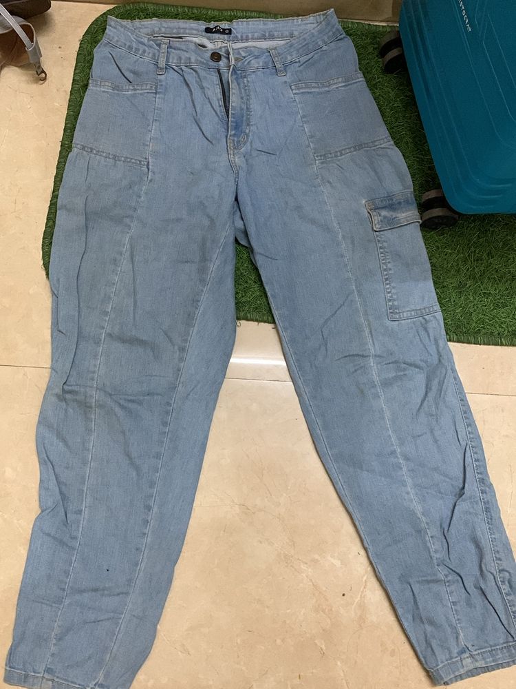 Blue Denim Baggy Jeans