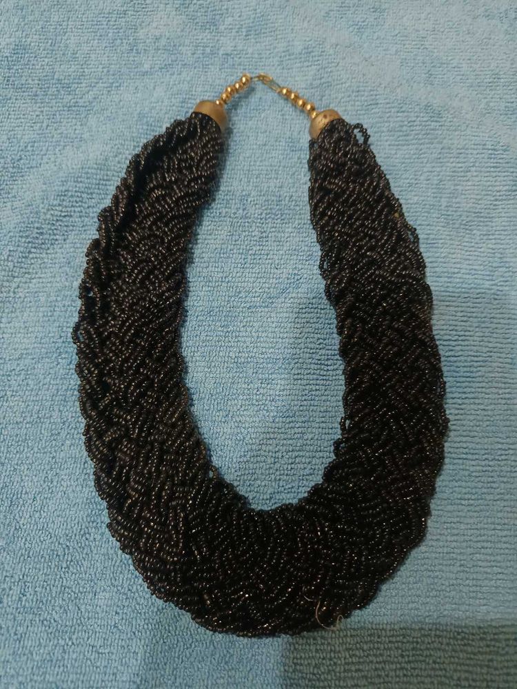 Chunky Black Beaded Necklace