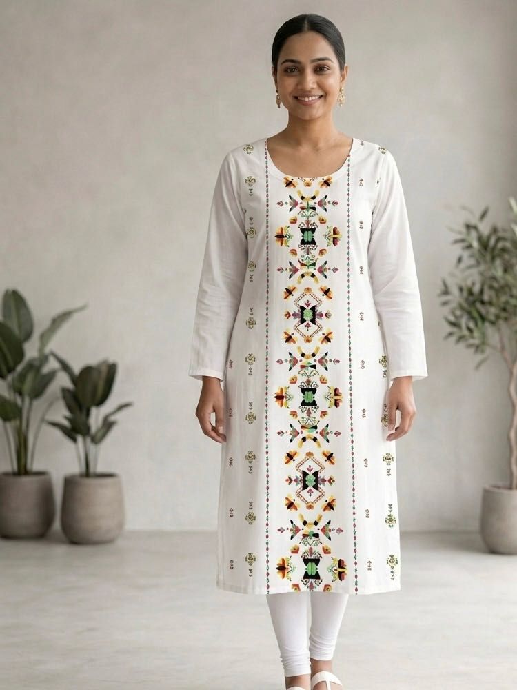 White Embroidered Kurta