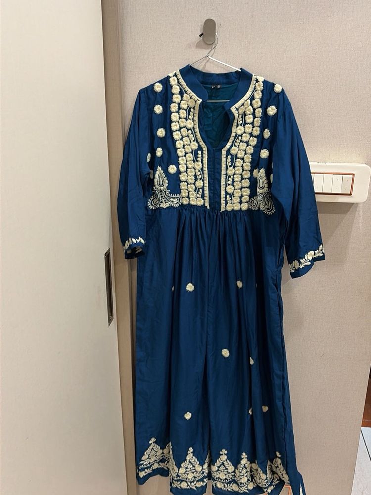 Embroidered Teal Gown