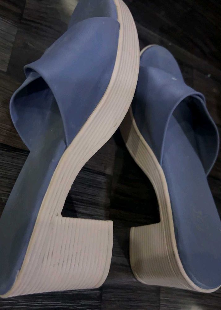 Blue Wedge Sandals