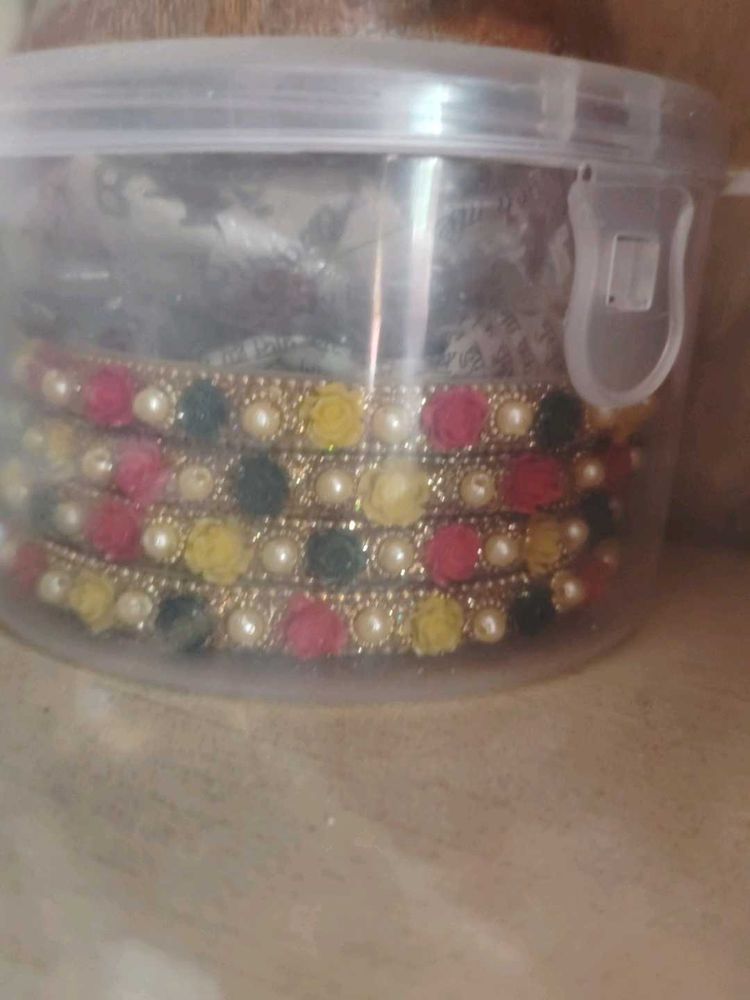 Colorful Beaded Flower Bangles