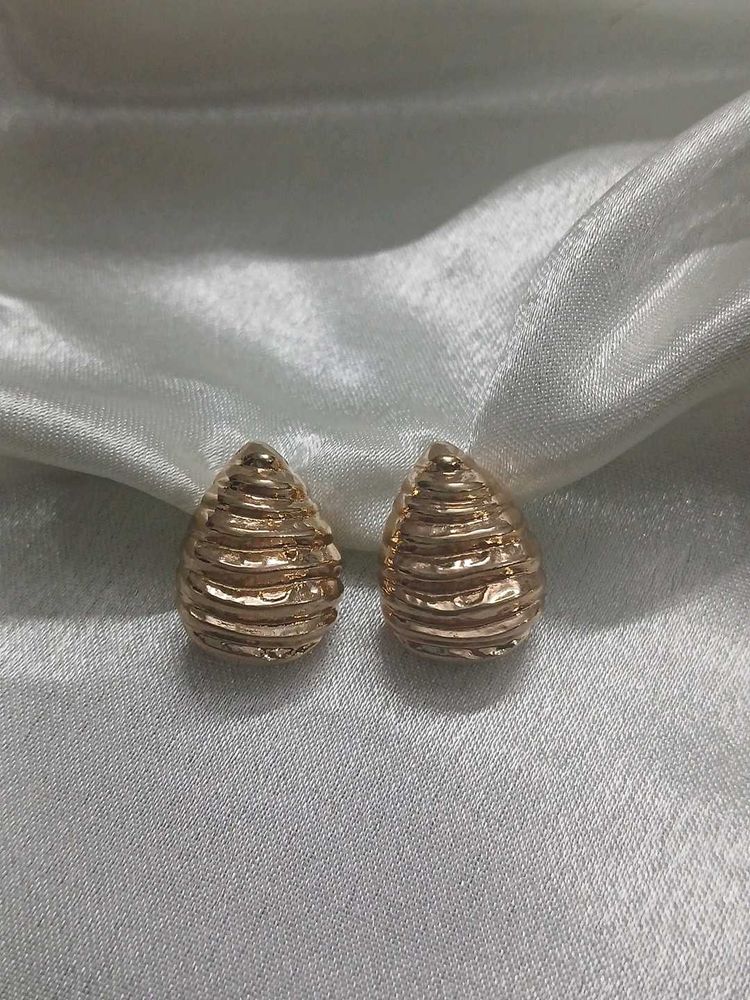 Gold Tone Textured Drop Earrings
