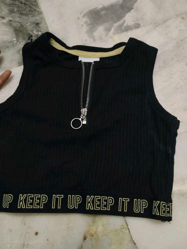 Black Cropped Tank Top