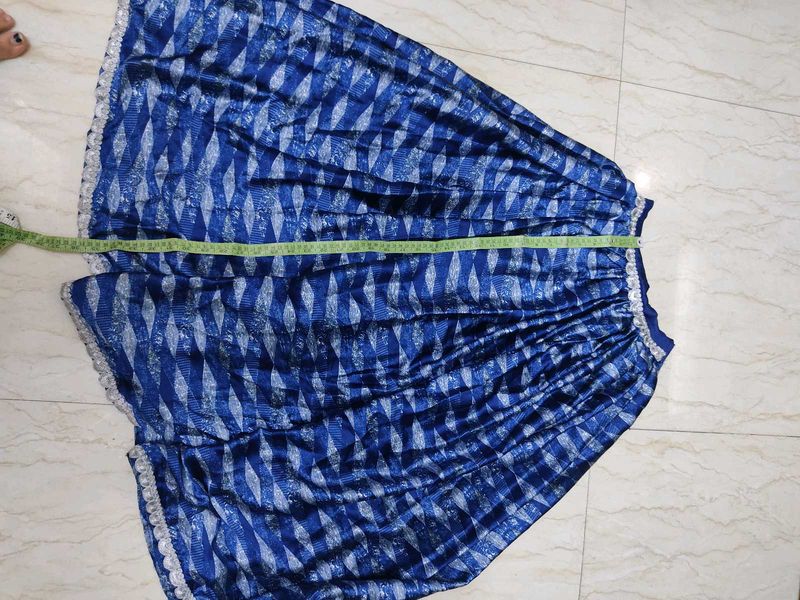 Blue Geometric Print Ethnic Skirt