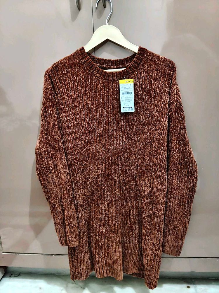 Cozy Brown Chenille Knit Sweater