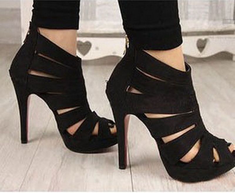 Black Peep-Toe Heels