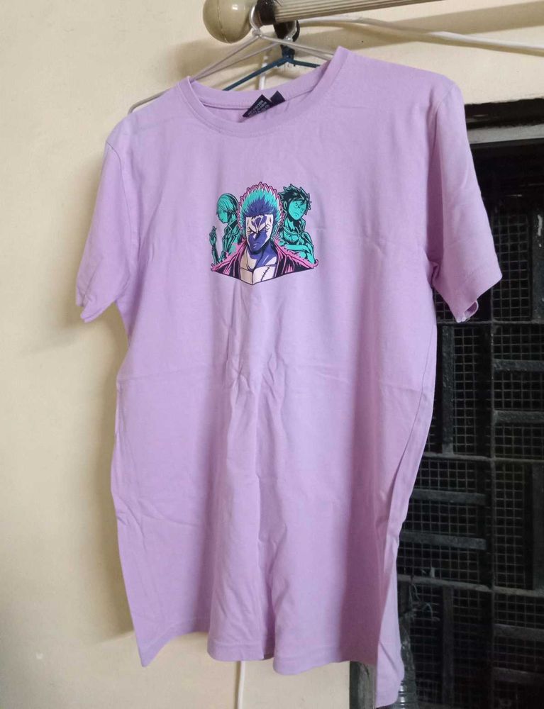 Anime Graphic Print Lavender T-Shirt