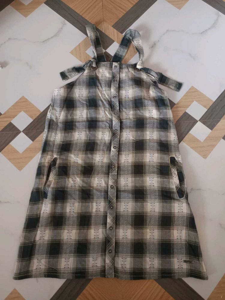 Plaid Cold Shoulder Dress