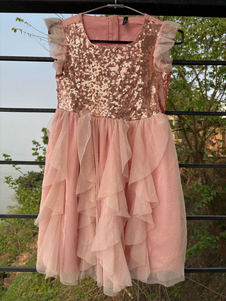 Girld Pink Flowy Sparkly Dress